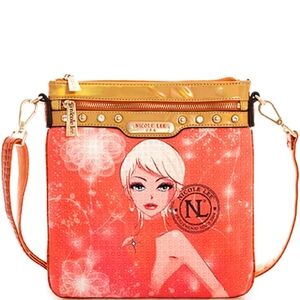 Nicole Lee Orange Crossbody Bag Nicole Lee Dotty Rhinestone Embellished Peach